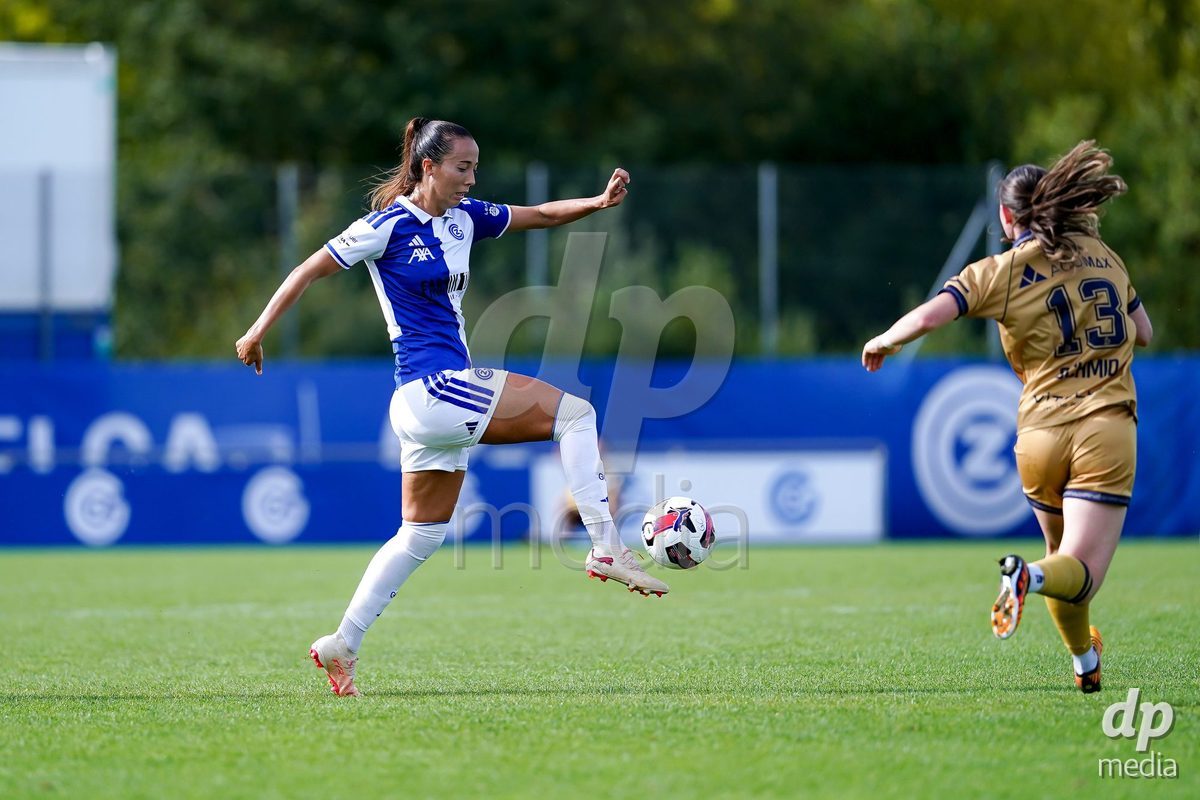 NIEDERHASLI, SWITZERLAND - September 13: Marta Cazalla of GC Frauenfussball controls the ball during the AXA Women's Super League match between GC Frauenfussball and FC Luzern at GC Campus on September 13, 2026 in Niederhasli, Switzerland.