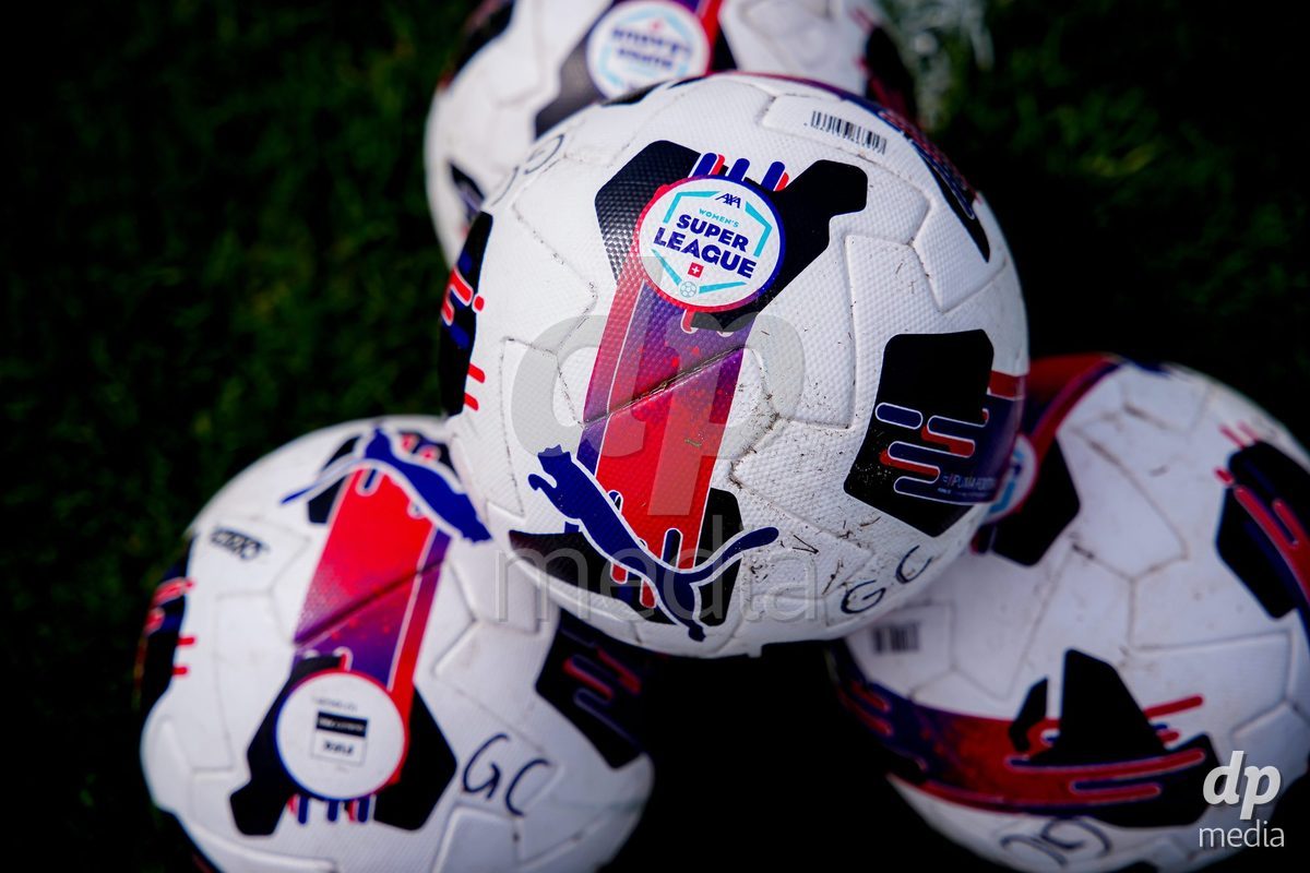 NIEDERHASLI, SWITZERLAND - September 13: Official AXA Women's Super League match balls prior to the AXA Women's Super League match between GC Frauenfussball and FC Luzern at GC Campus on September 13, 2026 in Niederhasli, Switzerland.
