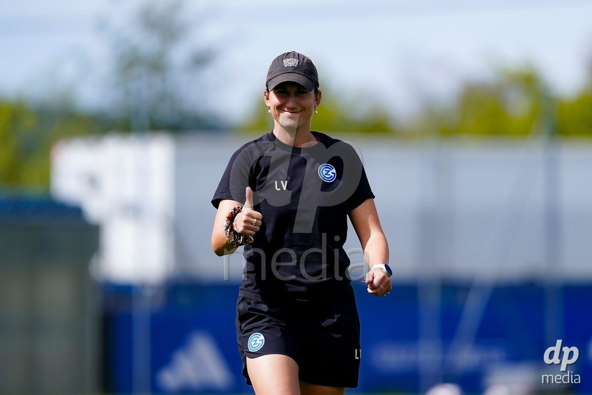 NIEDERHASLI, SWITZERLAND - September 13: Laura Vetterlein, Head Coach of GC Frauenfussball, prior to the AXA Women's Super League match between GC Frauenfussball and FC Luzern at GC Campus on September 13, 2026 in Niederhasli, Switzerland.