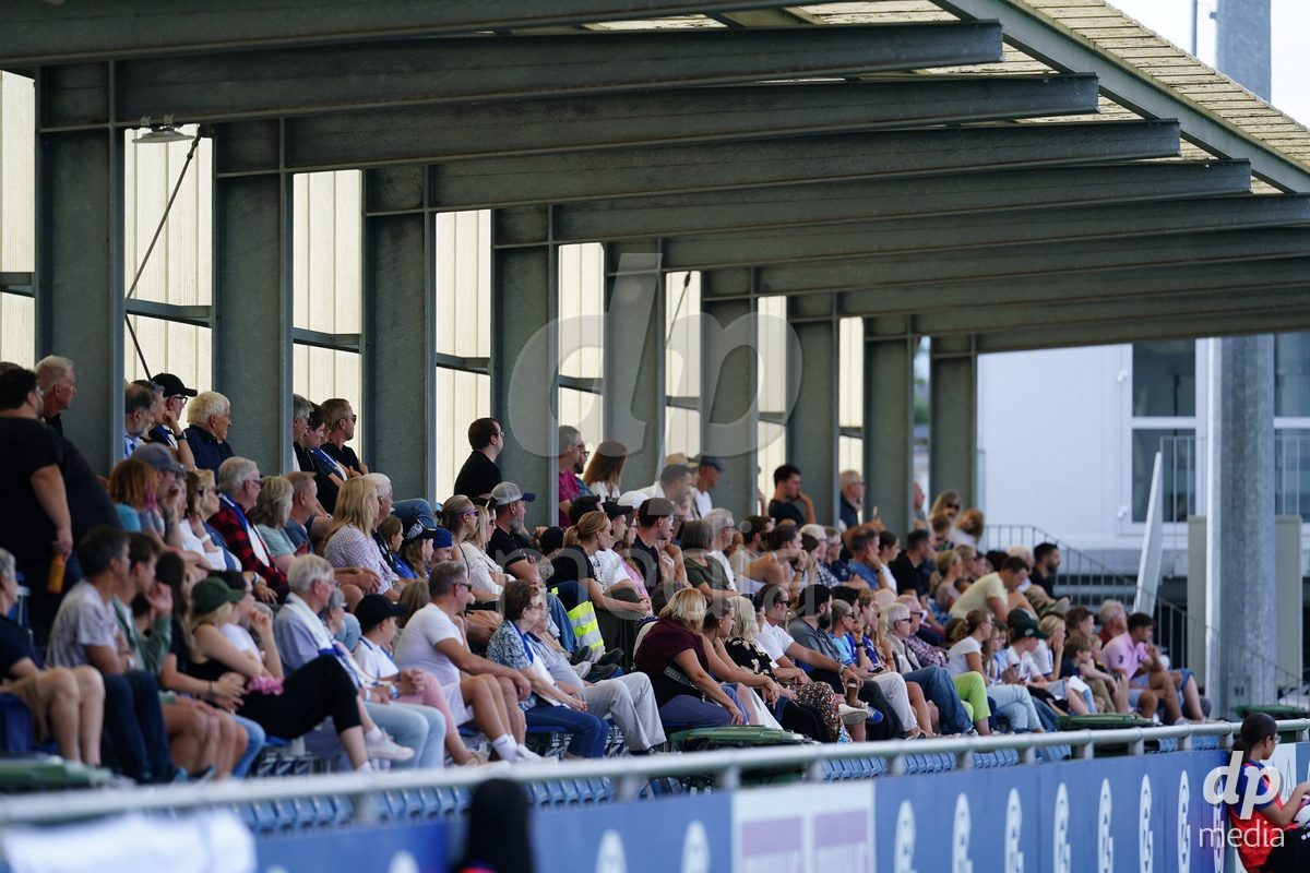 NIEDERHASLI, SWITZERLAND - September 13: Tribune with fans during the AXA Women's Super League match between GC Frauenfussball and FC Luzern at GC Campus on September 13, 2026 in Niederhasli, Switzerland.