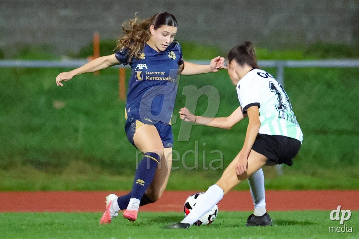 LUZERN, SWITZERLAND - SEPTEMBER 18: Ramona Schallberger (11, FC Luzern, l.) during the AXA Women's Super League match between FC Luzern and FC Yverdon Women at Hubelmatt on September 18, 2026 in Luzern, Switzerland.