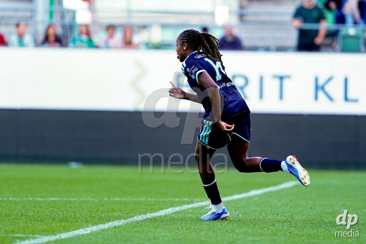 ST. GALLEN, SWITZERLAND - SEPTEMBER 19: Paige Bailey-Gayle of GC Frauenfussball celebrating after scoring teams first goal during the AXA Women's Super League match between FC St. Gallen 1879 and GC Frauenfussball at Berit Sitterstadion on September 19, 2026 in St. Gallen, Switzerland.