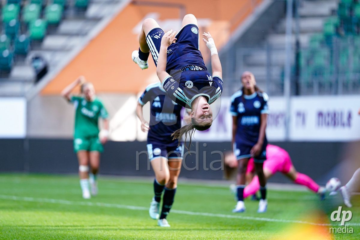 ST. GALLEN, SWITZERLAND - SEPTEMBER 19: Michelle Storni of GC Frauenfussball celebrating after scoring teams fourth goal during the AXA Women's Super League match between FC St. Gallen 1879 and GC Frauenfussball at Berit Sitterstadion on September 19, 2026 in St. Gallen, Switzerland.