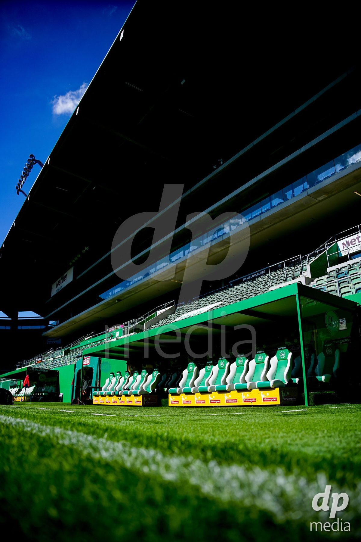 ST. GALLEN, SWITZERLAND - SEPTEMBER 19: Benches of Berit Sitterstadion prior to the AXA Women's Super League match between FC St. Gallen 1879 and GC Frauenfussball at Berit Sitterstadion on September 19, 2026 in St. Gallen, Switzerland.