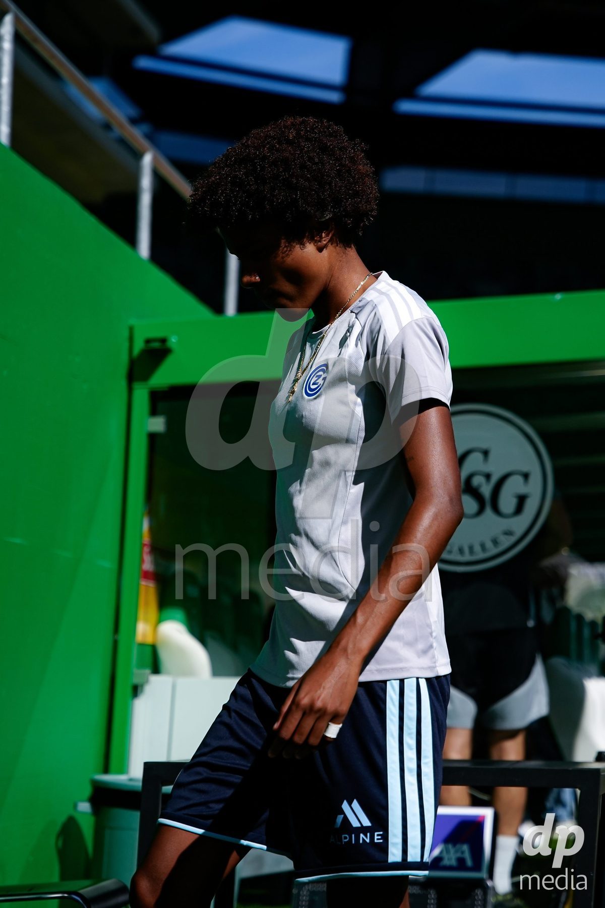 ST. GALLEN, SWITZERLAND - SEPTEMBER 19: Sury Lamontana of GC Frauenfussball warming up during the AXA Women's Super League match between FC St. Gallen 1879 and GC Frauenfussball at Berit Sitterstadion on September 19, 2026 in St. Gallen, Switzerland.