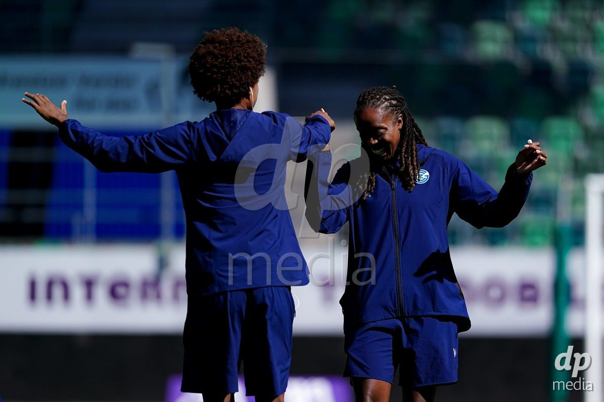 ST. GALLEN, SWITZERLAND - SEPTEMBER 19: Players of GC Frauenfussball arrival during the AXA Women's Super League match between FC St. Gallen 1879 and GC Frauenfussball at Berit Sitterstadion on September 19, 2026 in St. Gallen, Switzerland.
