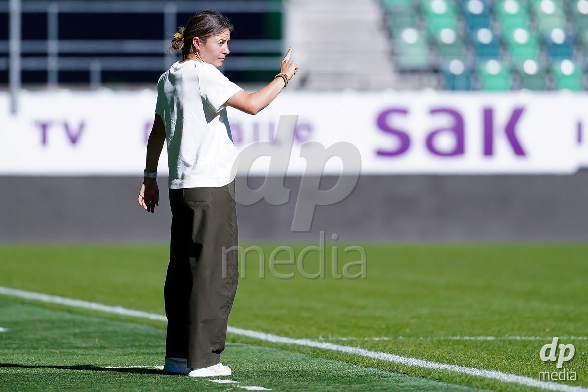 ST. GALLEN, SWITZERLAND - SEPTEMBER 19: Jasmin Schweer, Head Coach of St.Gallen 1879, during the AXA Women's Super League match between FC St. Gallen 1879 and GC Frauenfussball at Berit Sitterstadion on September 19, 2026 in St. Gallen, Switzerland.
