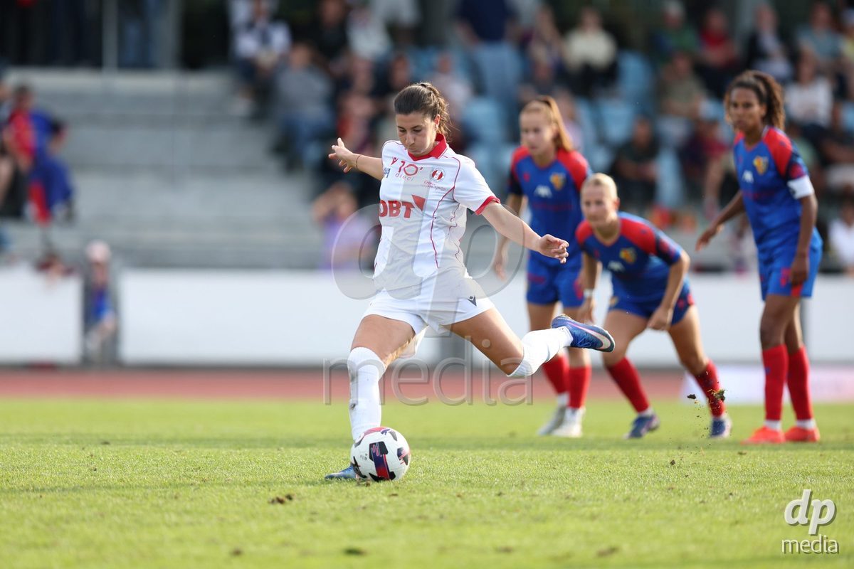 BASEL, SWITZERLAND - September 19: 23 Zdravka Petrova Parapunova of FC Rapperswil-Jona shooting the penalty during the AXA Women's Super League match between FC Basel and FC Rapperswil-Jona at Leichtathletik-stadion on September 19, 2026 in Basel, Switzerland.