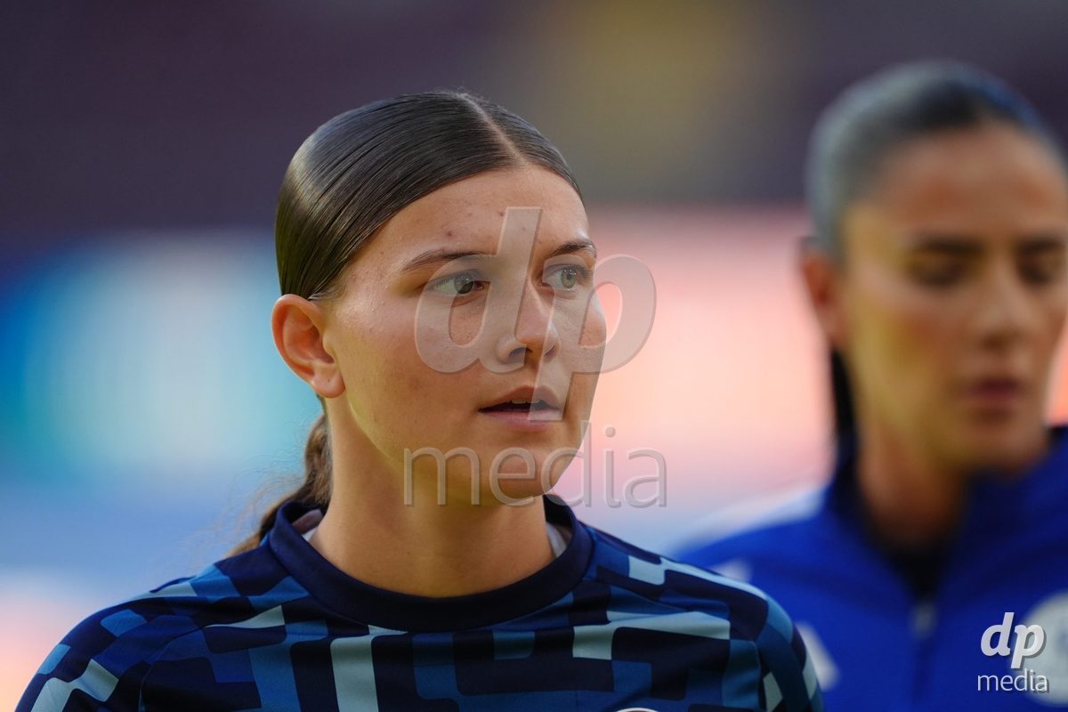 GENEVA, SWITZERLAND - SEPTEMBER 23: Chiara Wallin of Servette FC Chenois Feminin during the UEFA Women's Champions League match between Servette FC Chenois Feminin and OL Lyonnes at Stade de Geneve on September 23, 2026 in Geneva, Switzerland.