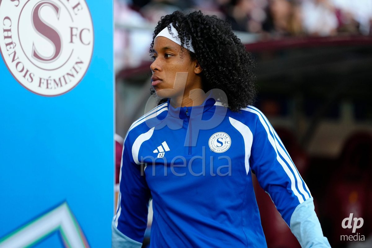 GENEVA, SWITZERLAND - SEPTEMBER 23: Mickaella Cardia of Servette FC Chenois Feminin before the UEFA Women's Champions League match between Servette FC Chenois Feminin and OL Lyonnes at Stade de Geneve on September 23, 2026 in Geneva, Switzerland.