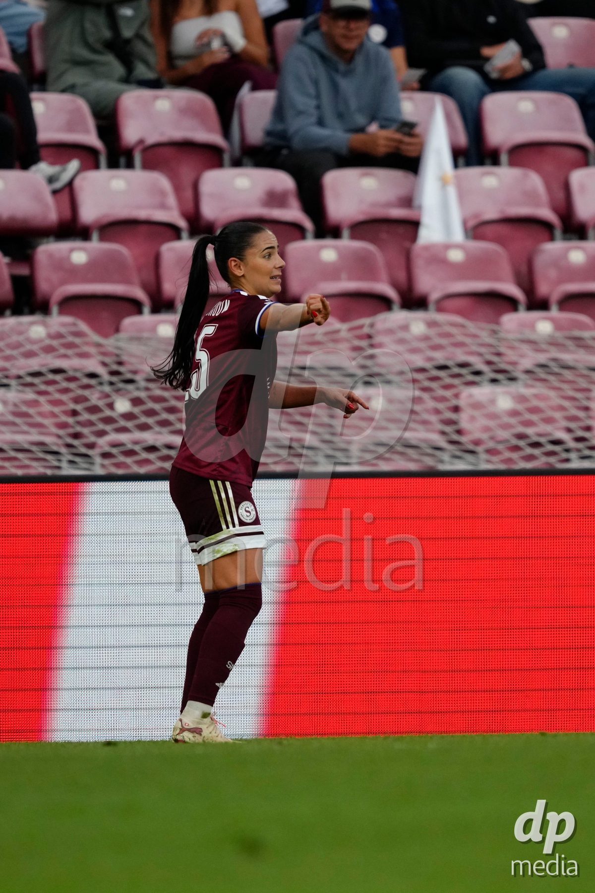 GENEVA, SWITZERLAND - SEPTEMBER 23: Meriame Terchoun of Servette FC Chenois Feminin during the UEFA Women's Champions League match between Servette FC Chenois Feminin and OL Lyonnes at Stade de Geneve on September 23, 2026 in Geneva, Switzerland.