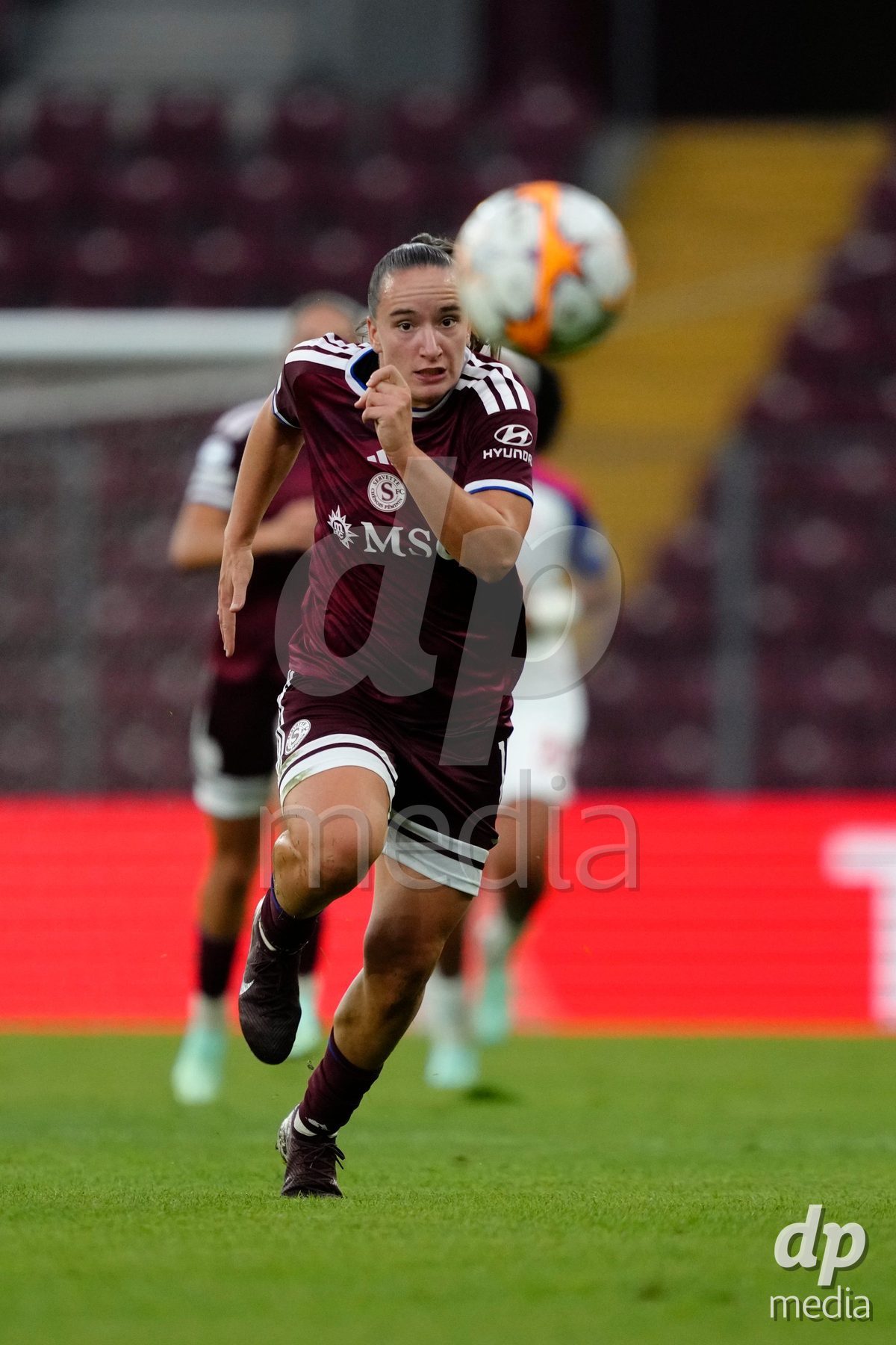 GENEVA, SWITZERLAND - SEPTEMBER 23: Magdalena Sobal of Servette FC Chenois Feminin during the UEFA Women's Champions League match between Servette FC Chenois Feminin and OL Lyonnes at Stade de Geneve on September 23, 2026 in Geneva, Switzerland.