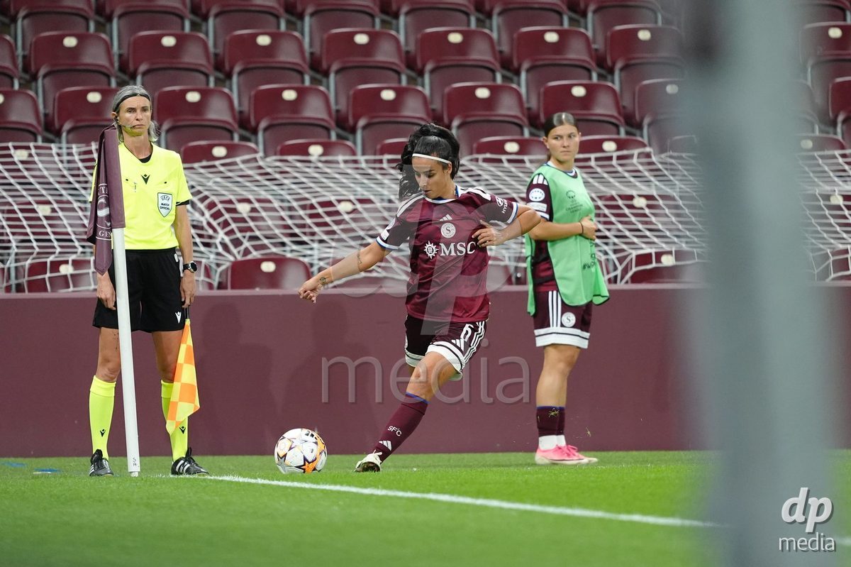 GENEVA, SWITZERLAND - SEPTEMBER 23: Paola Hernandez of Servette FC Chenois Feminin during the UEFA Women's Champions League match between Servette FC Chenois Feminin and OL Lyonnes at Stade de Geneve on September 23, 2026 in Geneva, Switzerland.