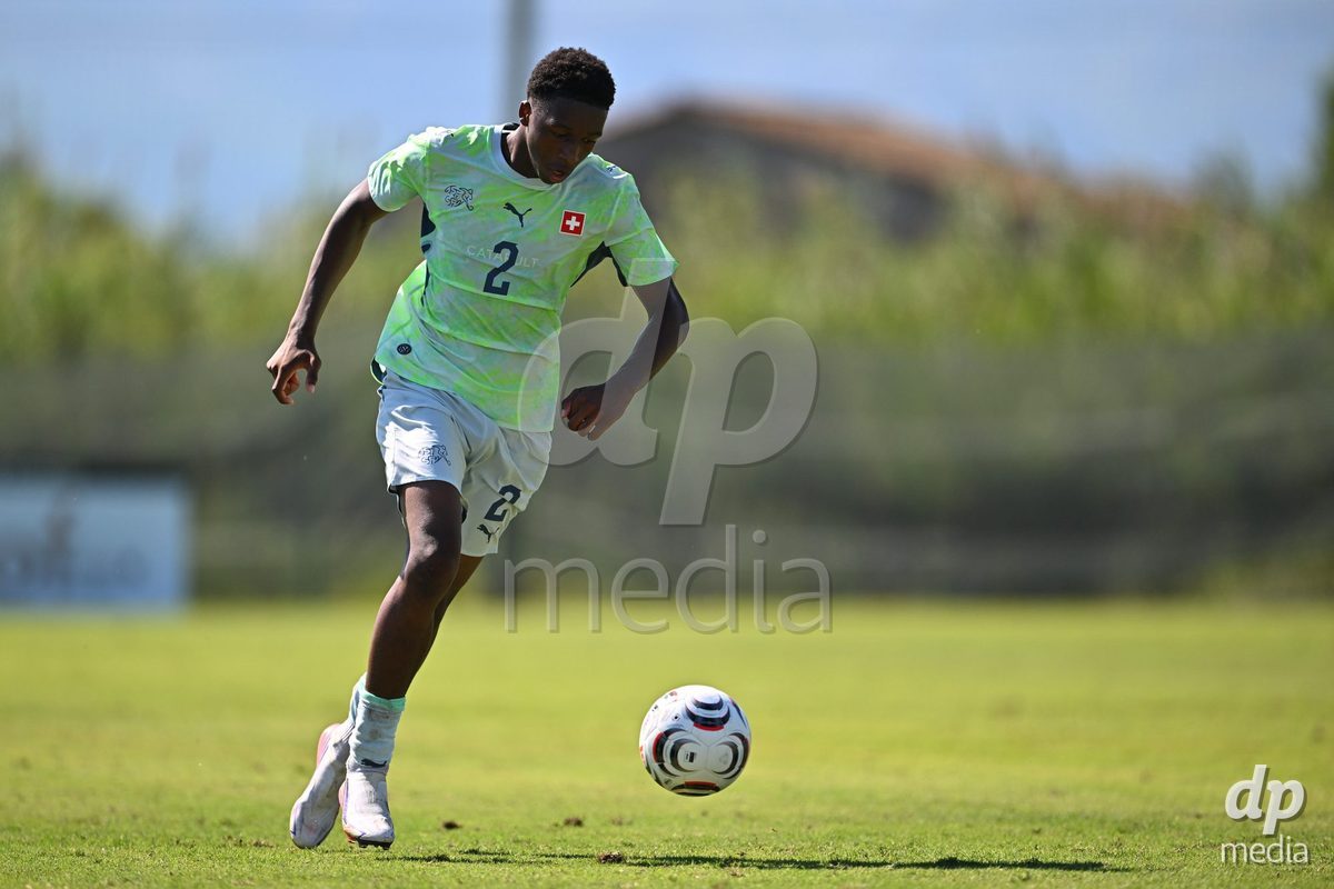 OLIVA NOVA, SPAIN - SEPTEMBER 23: Okoh, Darren of Switzerland during the International Friendly match between Switzerland U17 and Wales U17 at Oliva Nova Sports Center on September 23, 2026 in Oliva Nova, Spain.