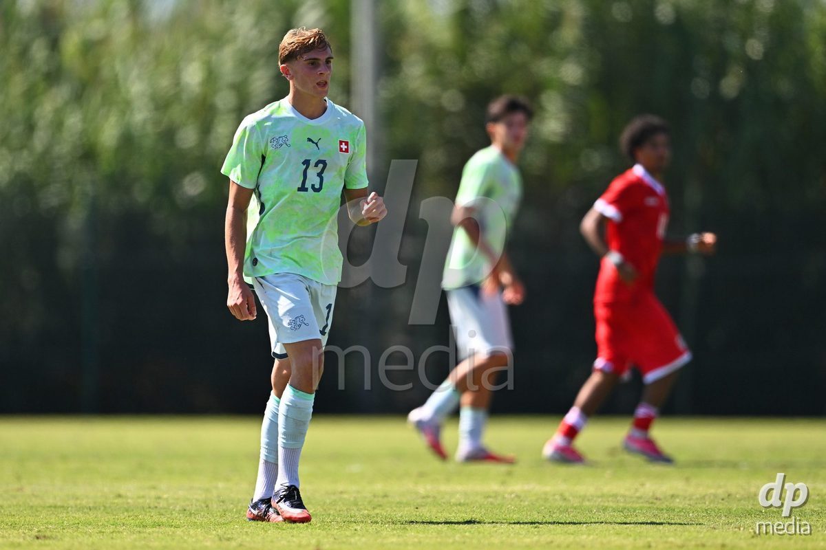 OLIVA NOVA, SPAIN - SEPTEMBER 23: Zanovello, Timothy of Switzerland during the International Friendly match between Switzerland U17 and Wales U17 at Oliva Nova Sports Center on September 23, 2026 in Oliva Nova, Spain.