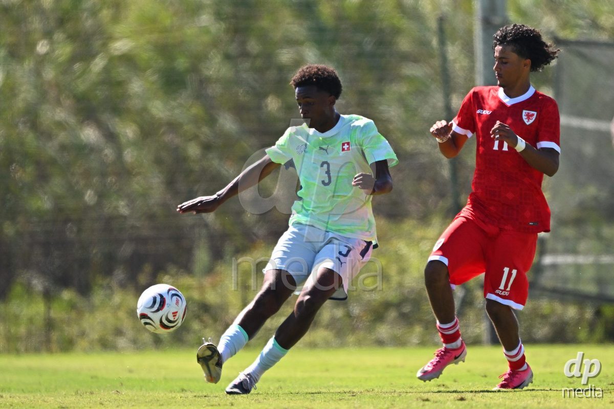 OLIVA NOVA, SPAIN - SEPTEMBER 23: Ikomi, Aaron of Switzerland during the International Friendly match between Switzerland U17 and Wales U17 at Oliva Nova Sports Center on September 23, 2026 in Oliva Nova, Spain.