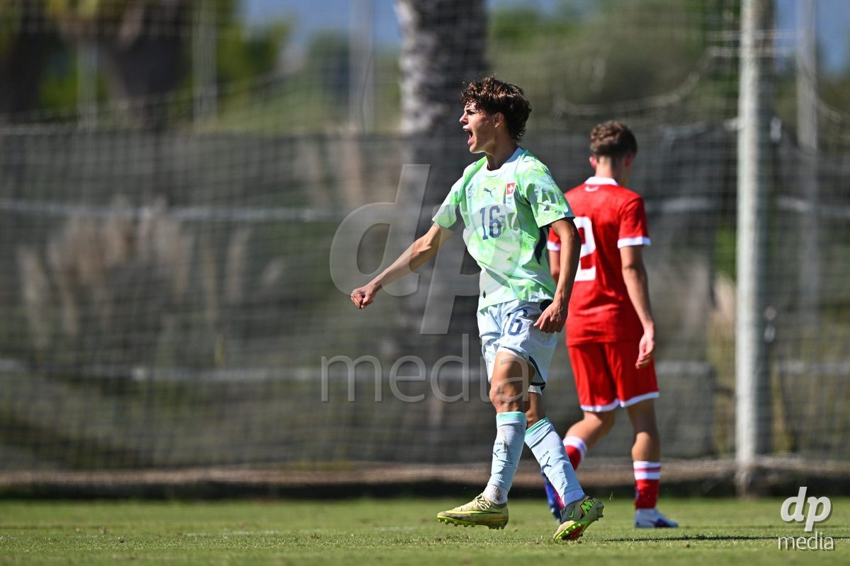 OLIVA NOVA, SPAIN - SEPTEMBER 23: Gervasini, Leon of Switzerland during the International Friendly match between Switzerland U17 and Wales U17 at Oliva Nova Sports Center on September 23, 2026 in Oliva Nova, Spain.