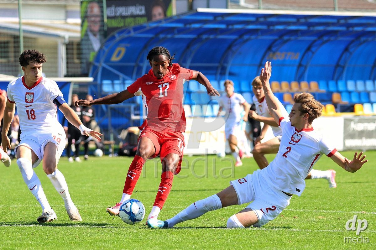 DUNAJSKA LUZNA, SLOVAKIA - SEPTEMBER 25: Josiah Seyfu 17 the International Friendly football match between Switzerland U19 and Poland U19 on September 25, 2026 in Dunajska Luzna, Slovakia.