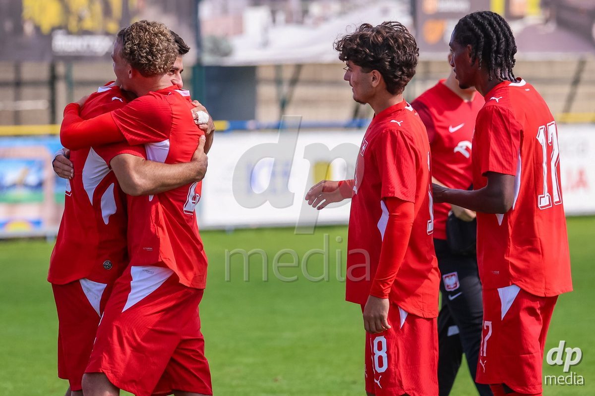 DUNAJSKA LUZNA, SLOVAKIA - SEPTEMBER 25: Swiss delight the International Friendly football match between Switzerland U19 and Poland U19 on September 25, 2026 in Dunajska Luzna, Slovakia.