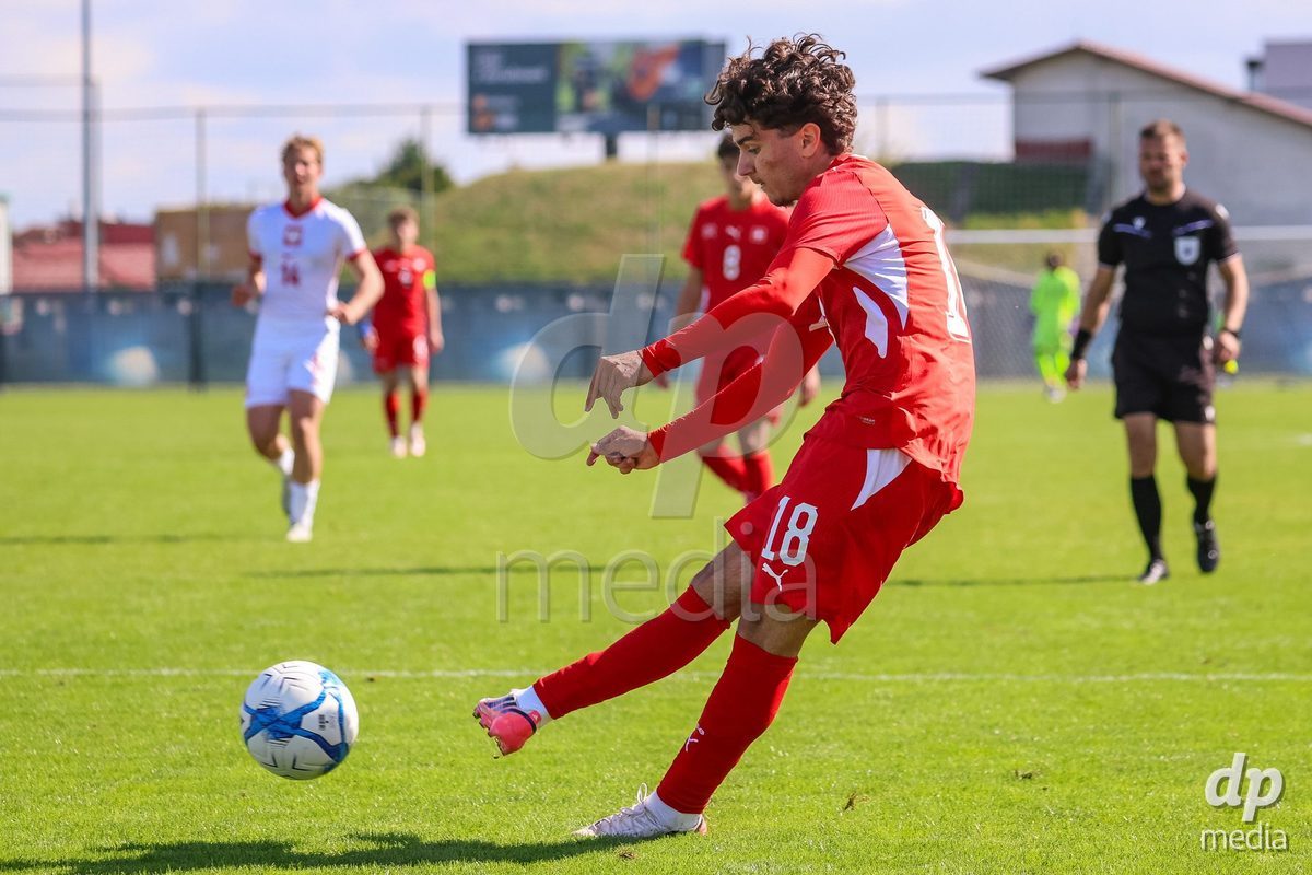 DUNAJSKA LUZNA, SLOVAKIA - SEPTEMBER 25:Denis Sahin  the International Friendly football match between Switzerland U19 and Poland U19 on September 25, 2026 in Dunajska Luzna, Slovakia.