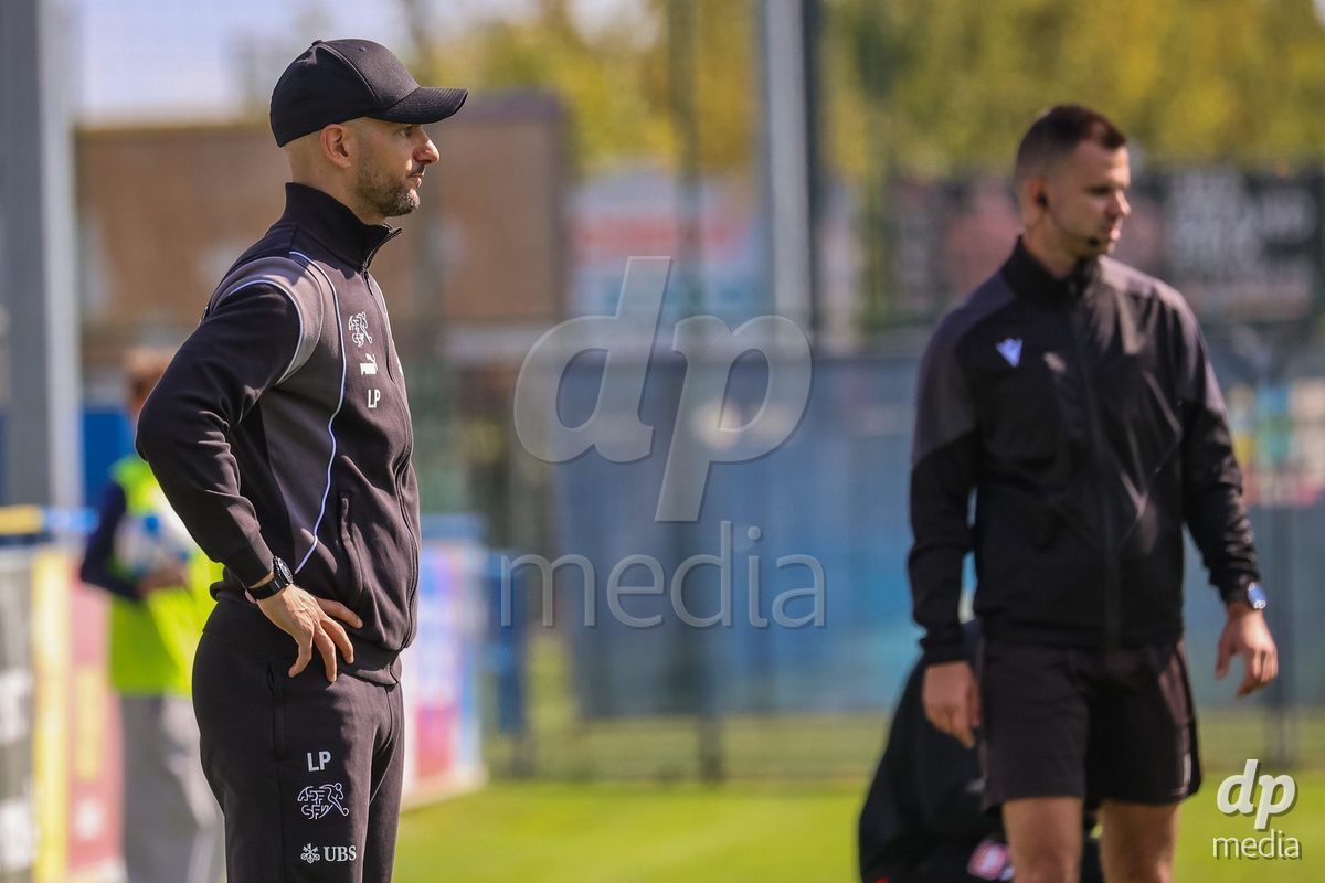 DUNAJSKA LUZNA, SLOVAKIA - SEPTEMBER 25:Luigi Pisino  the International Friendly football match between Switzerland U19 and Poland U19 on September 25, 2026 in Dunajska Luzna, Slovakia.