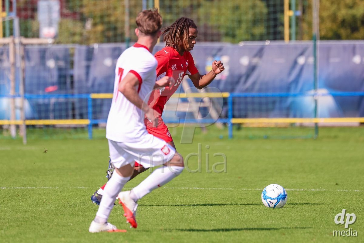 DUNAJSKA LUZNA, SLOVAKIA - SEPTEMBER 25:Tidiane Diallo  the International Friendly football match between Switzerland U19 and Poland U19 on September 25, 2026 in Dunajska Luzna, Slovakia.
