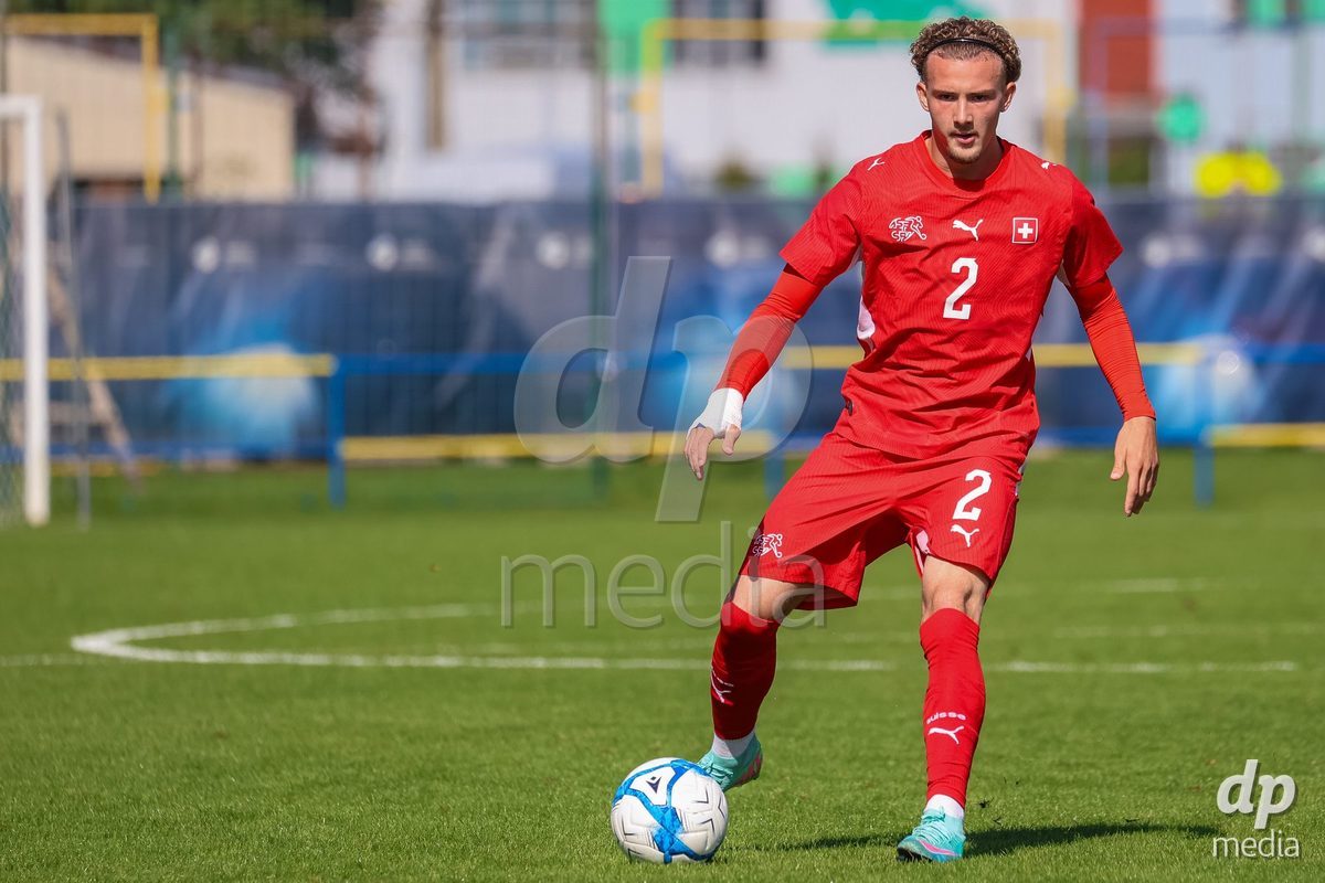 DUNAJSKA LUZNA, SLOVAKIA - SEPTEMBER 25: Marco Correia the International Friendly football match between Switzerland U19 and Poland U19 on September 25, 2026 in Dunajska Luzna, Slovakia.