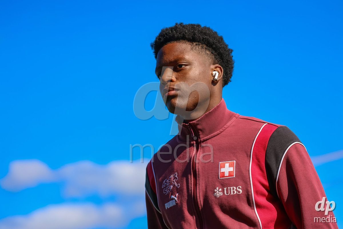 DUNAJSKA LUZNA, SLOVAKIA - SEPTEMBER 25: Swiss team course inspection the International Friendly football match between Switzerland U19 and Poland U19 on September 25, 2026 in Dunajska Luzna, Slovakia.