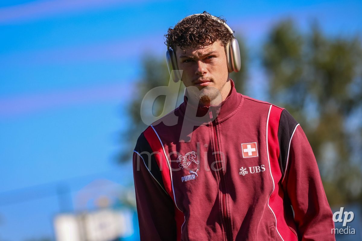 DUNAJSKA LUZNA, SLOVAKIA - SEPTEMBER 25: Swiss team course inspection the International Friendly football match between Switzerland U19 and Poland U19 on September 25, 2026 in Dunajska Luzna, Slovakia.