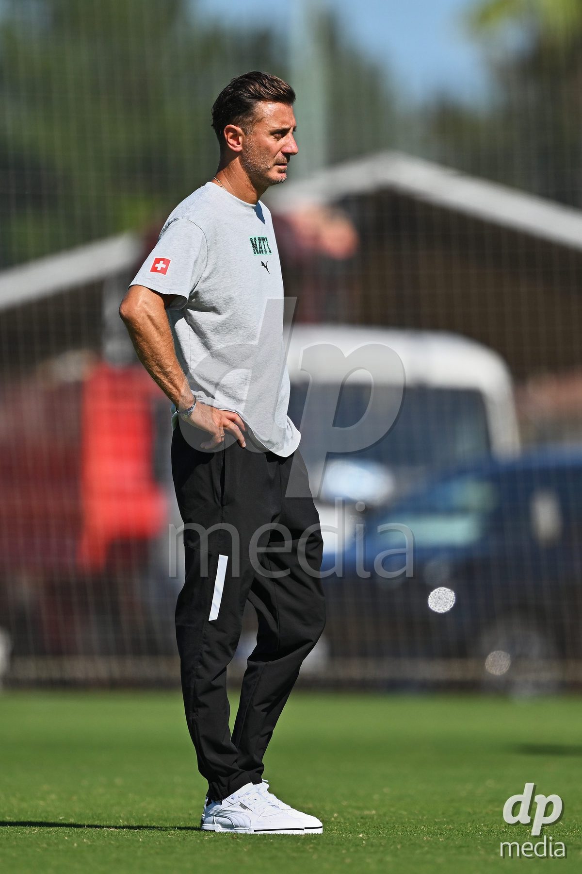 OLIVA NOVA, SPAIN - SEPTEMBER 25: Ilija Borenovic, Head Coach of Switzerland during the International Friendly match between Northern Ireland U17 and Switzerland U17 at Oliva Nova Sports Center on September 25, 2026 in Oliva Nova, Spain.