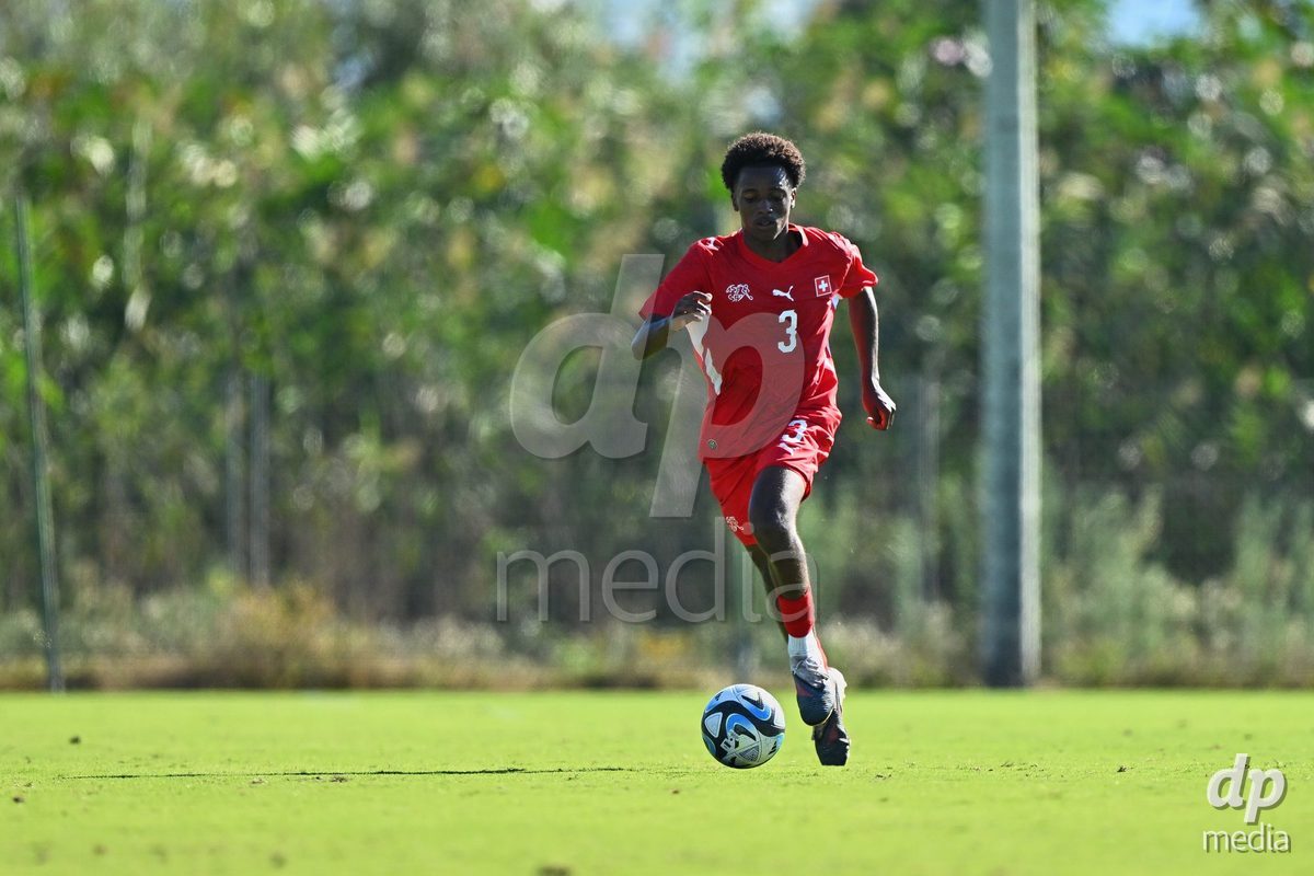 OLIVA NOVA, SPAIN - SEPTEMBER 25: Aaron Ikomi of Switzerland during the International Friendly match between Northern Ireland U17 and Switzerland U17 at Oliva Nova Sports Center on September 25, 2026 in Oliva Nova, Spain.