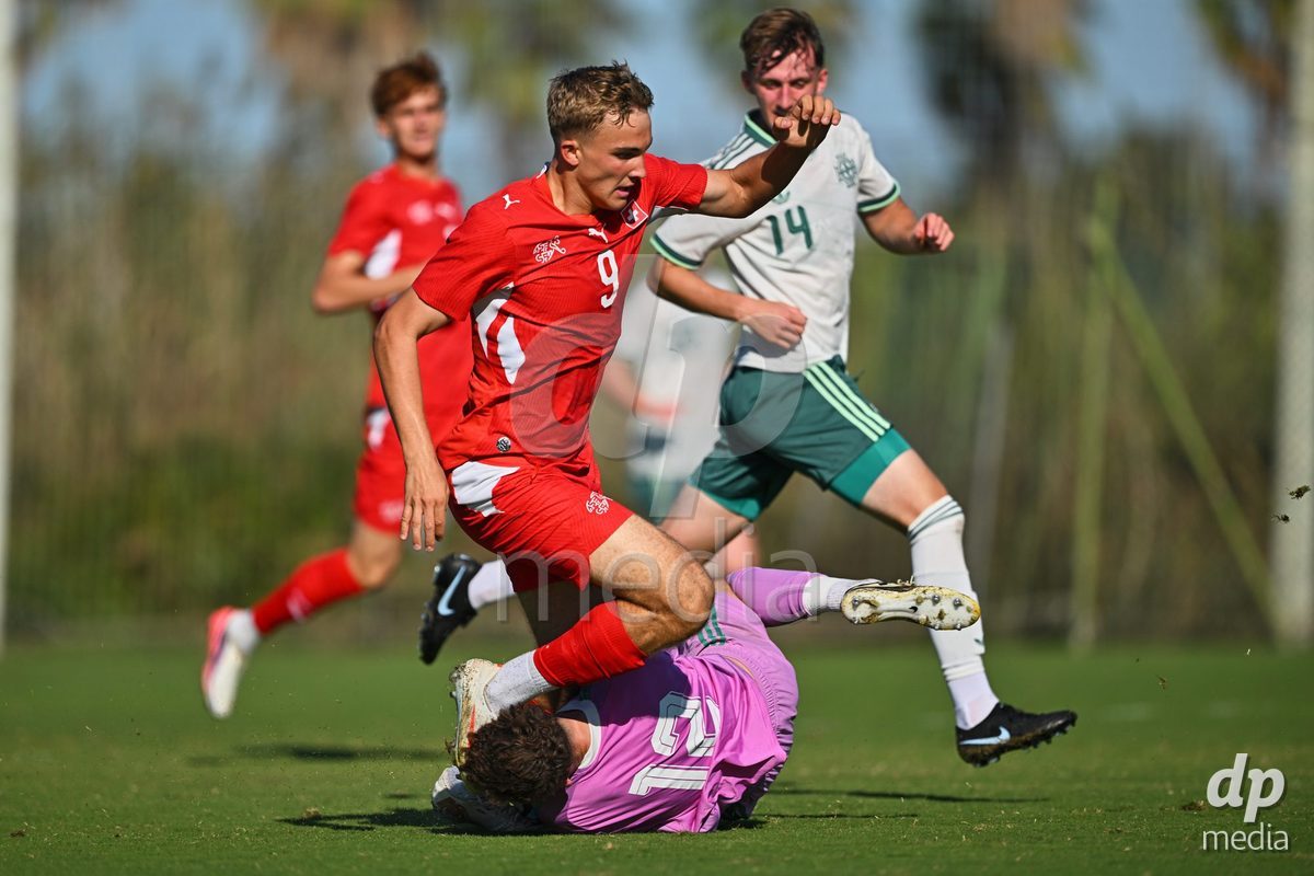 OLIVA NOVA, SPAIN - SEPTEMBER 25: Niko Cavka of Switzerland during the International Friendly match between Northern Ireland U17 and Switzerland U17 at Oliva Nova Sports Center on September 25, 2026 in Oliva Nova, Spain.