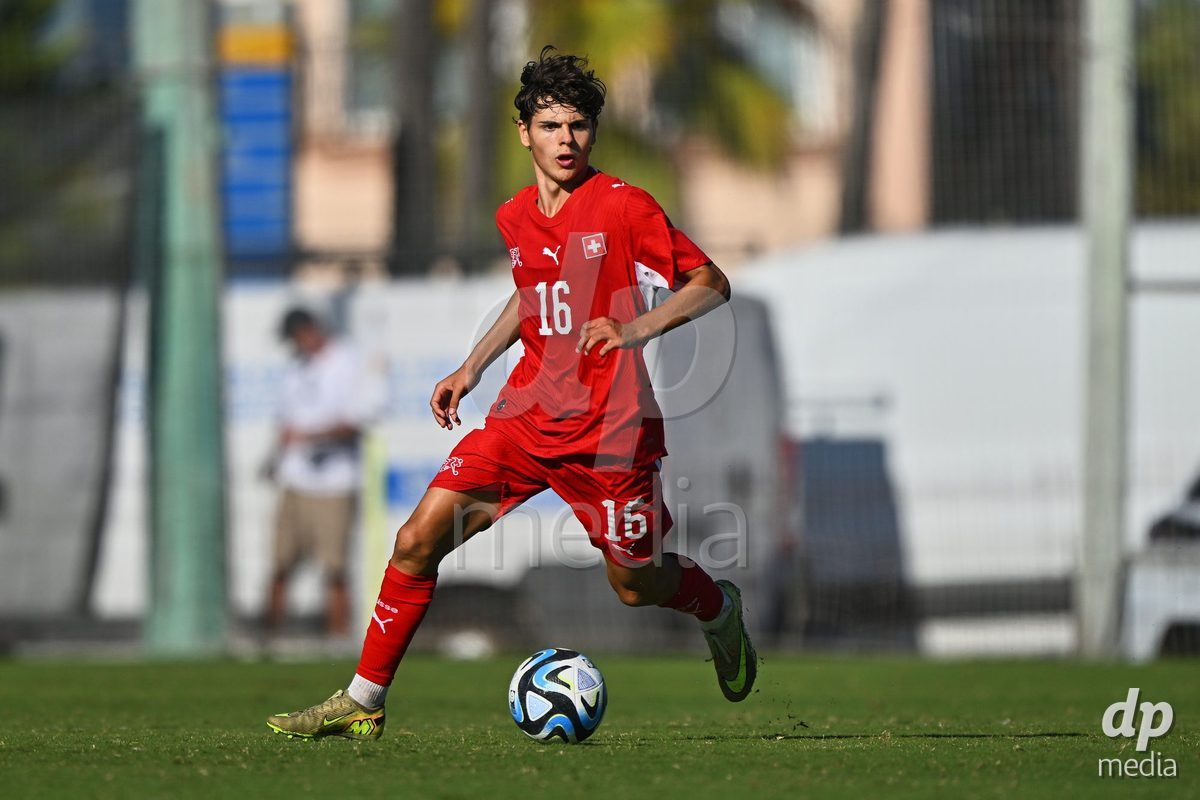 OLIVA NOVA, SPAIN - SEPTEMBER 25: Leon Gervasini of Switzerland during the International Friendly match between Northern Ireland U17 and Switzerland U17 at Oliva Nova Sports Center on September 25, 2026 in Oliva Nova, Spain.