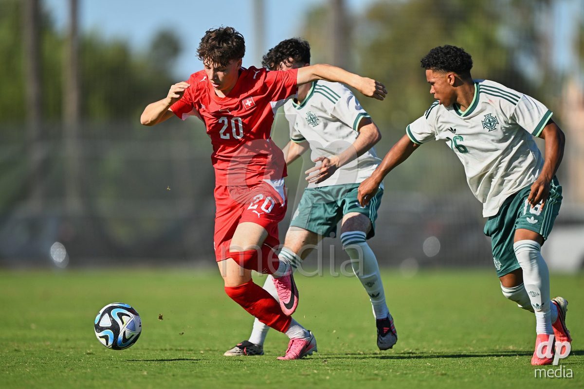 OLIVA NOVA, SPAIN - SEPTEMBER 25: Loan Thommen of Switzerland during the International Friendly match between Northern Ireland U17 and Switzerland U17 at Oliva Nova Sports Center on September 25, 2026 in Oliva Nova, Spain.