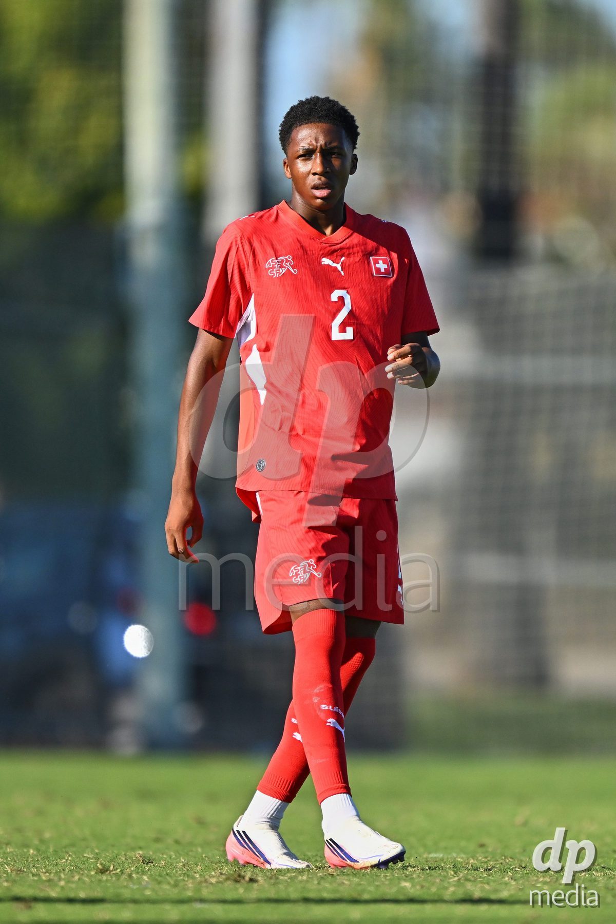 OLIVA NOVA, SPAIN - SEPTEMBER 25: Darren Okoh of Switzerland during the International Friendly match between Northern Ireland U17 and Switzerland U17 at Oliva Nova Sports Center on September 25, 2026 in Oliva Nova, Spain.
