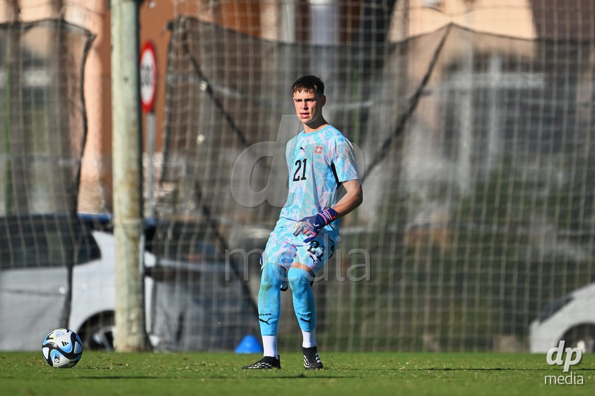 OLIVA NOVA, SPAIN - SEPTEMBER 25: Lucas Lorenzon Goalkeeper of Switzerland during the International Friendly match between Northern Ireland U17 and Switzerland U17 at Oliva Nova Sports Center on September 25, 2026 in Oliva Nova, Spain.