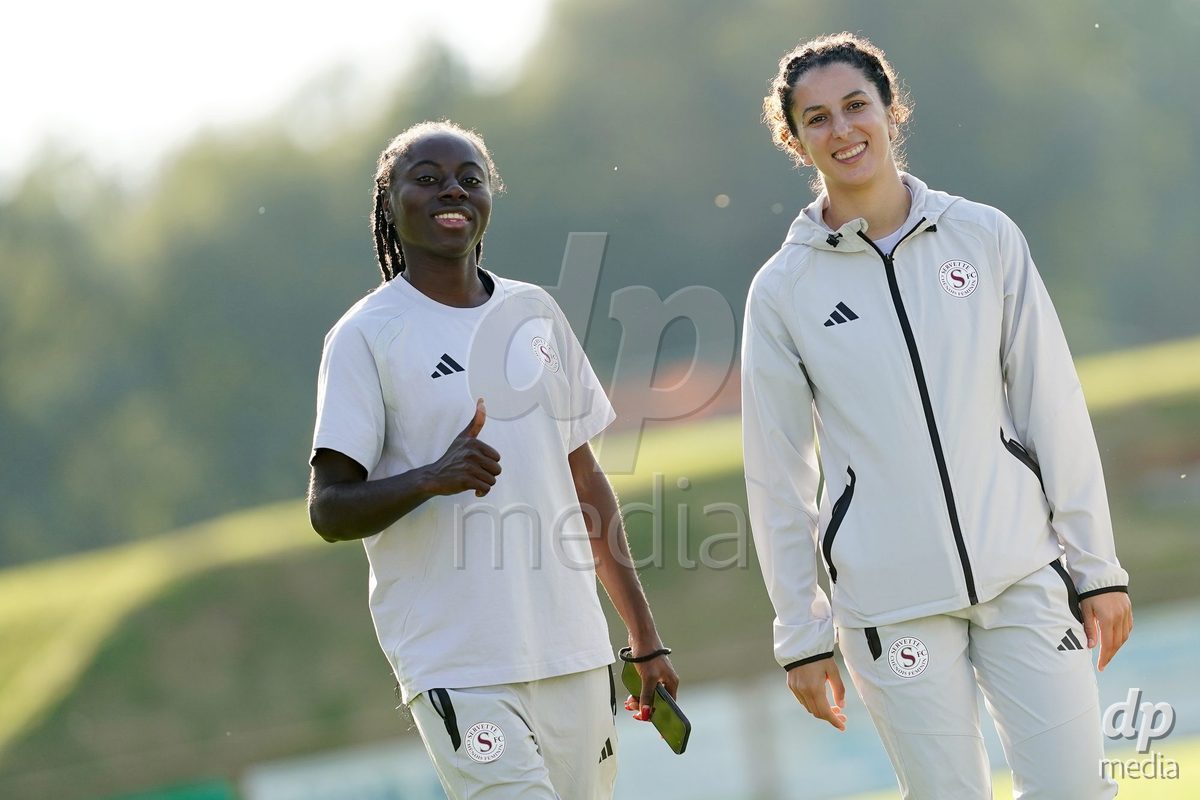 MAGADINO, SWITZERLAND - SEPTEMBER 26: Pllayers of the Servette FC attend a pitch inspection prior the AXA Women's Cup match between AS Gambarogno and Servette FC Chenois Feminin at Centro Sportivo on September 26, 2026 in Magadino.