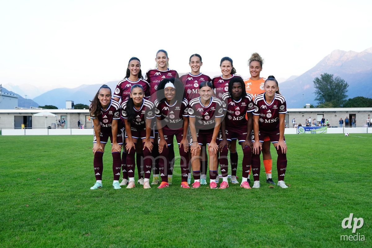 MAGADINO, SWITZERLAND - SEPTEMBER 26: Pllayers of the Servette FC pose for a photo during the AXA Women's Cup match between AS Gambarogno and Servette FC Chenois Feminin at Centro Sportivo on September 26, 2026 in Magadino.