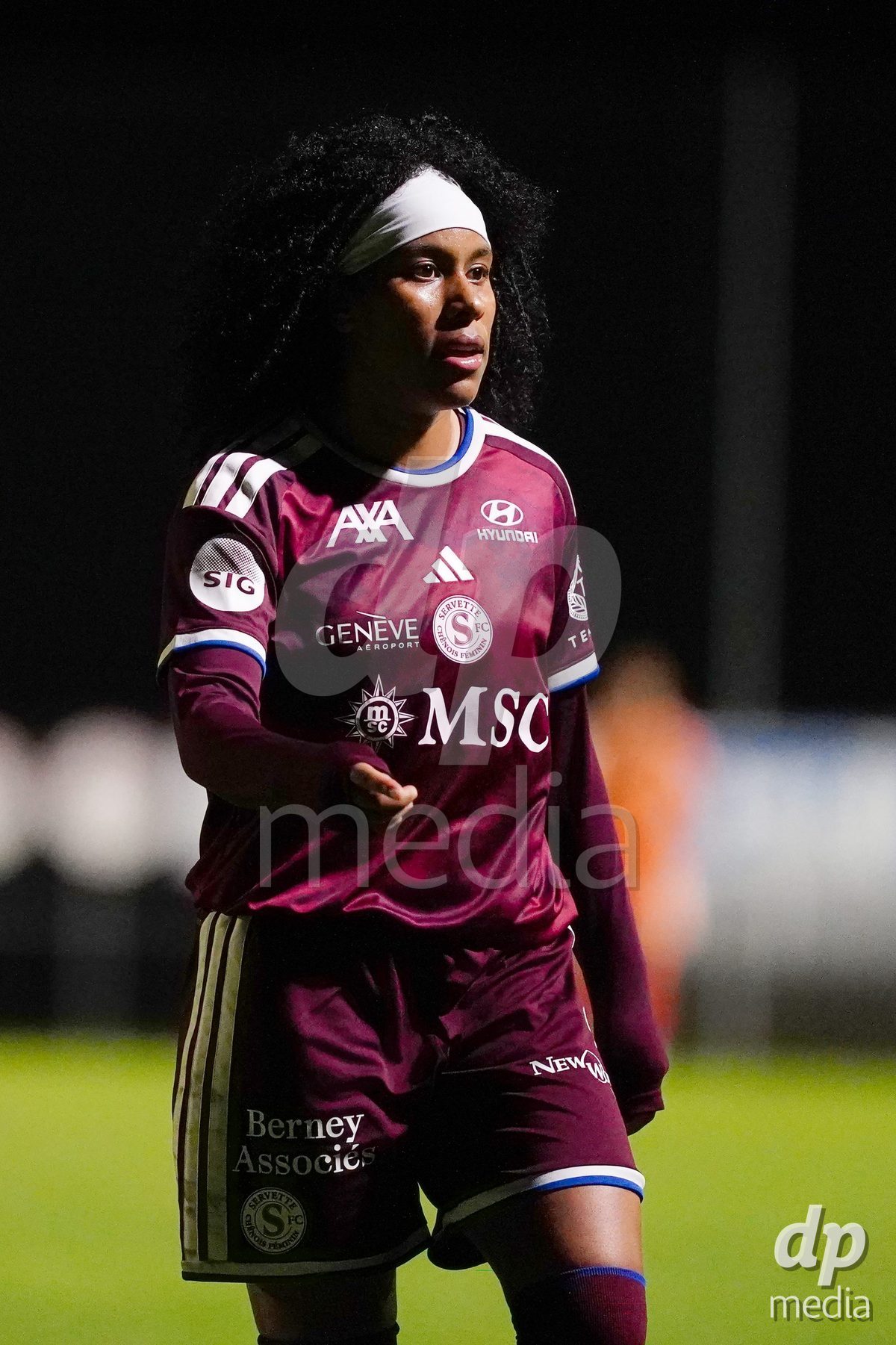 MAGADINO, SWITZERLAND - SEPTEMBER 26:  Mickaella Cardia of the Servette FC in looks during the AXA Women's Cup match between AS Gambarogno and Servette FC Chenois Feminin at Centro Sportivo on September 26, 2026 in Magadino.