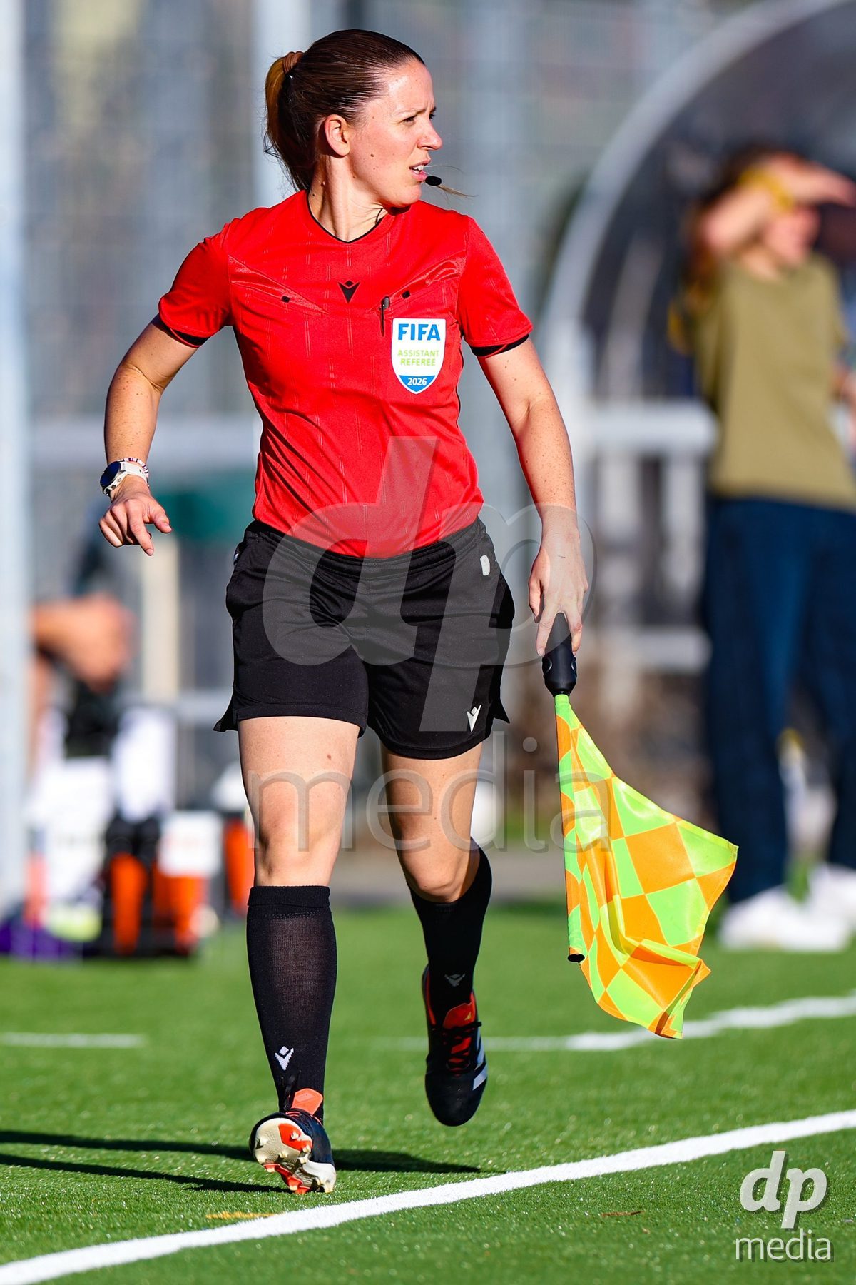 SCHLIEREN, SWITZERLAND - SEPTEMBER 26: The referee assistant, Belinda Pierre-Brehm,  during the AXA Women's Cup match between FC Schlieren and FC St. Gallen at Zelgli on September 26, 2026 in Schlieren, Switzerland.