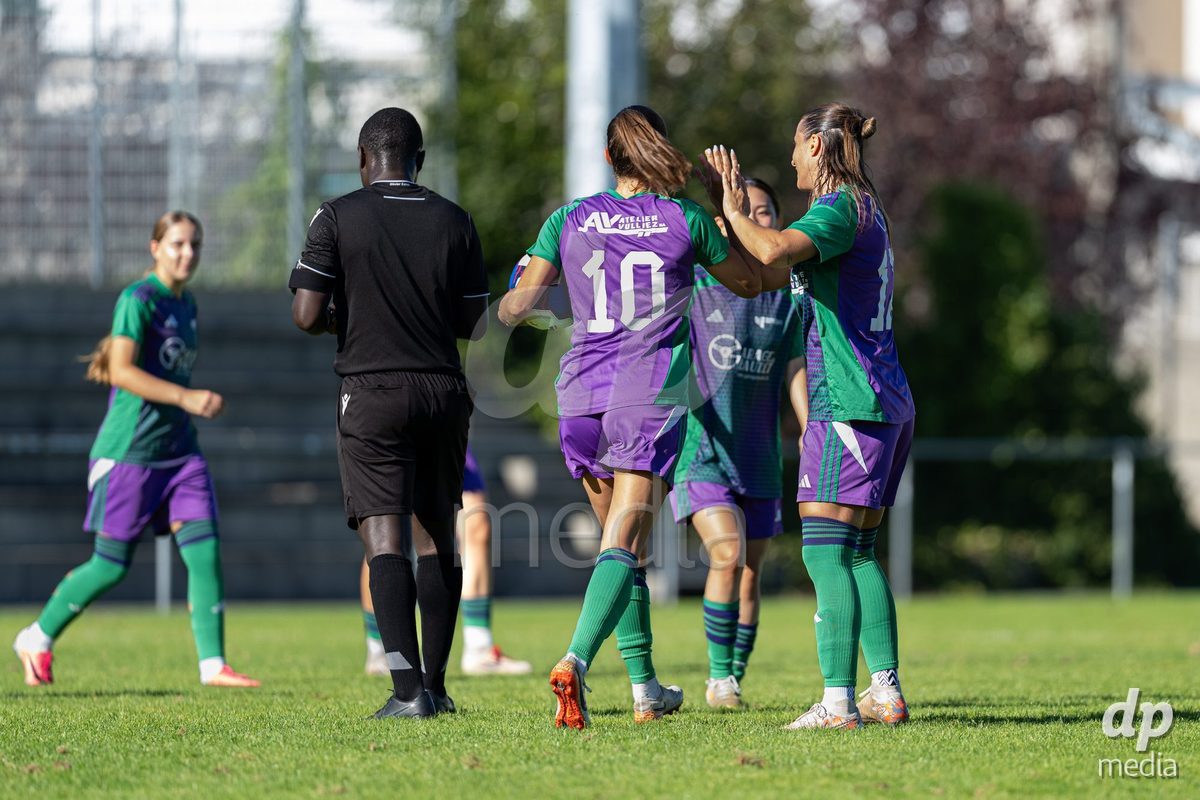 COPPET, SWITZERLAND - SEPTEMBER 27:  US Terre Sainte celebrates after scoring during the AXA Women's Cup match between US Terre Sainte and FC Wil 1900 at Centre sportif des Rojalets on September 27, 2026 in Coppet, Switzerland.