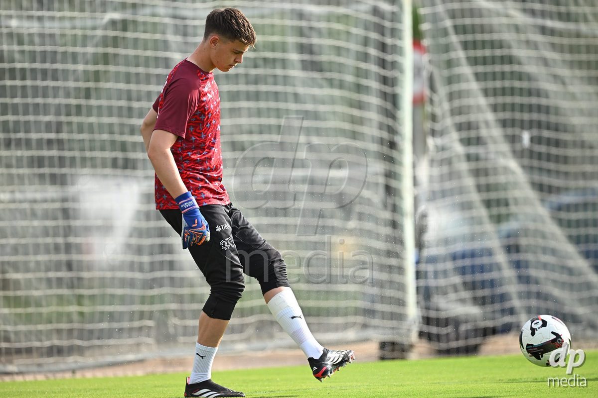 OLIVA NOVA, SPAIN - SEPTEMBER 28: Lucas Lorenzon Goalkeeper of Switzerland during the International Friendly match between Switzerland U17 and Sweden U17 at Oliva Nova Sports Center on September 28, 2026 in Oliva Nova, Spain.