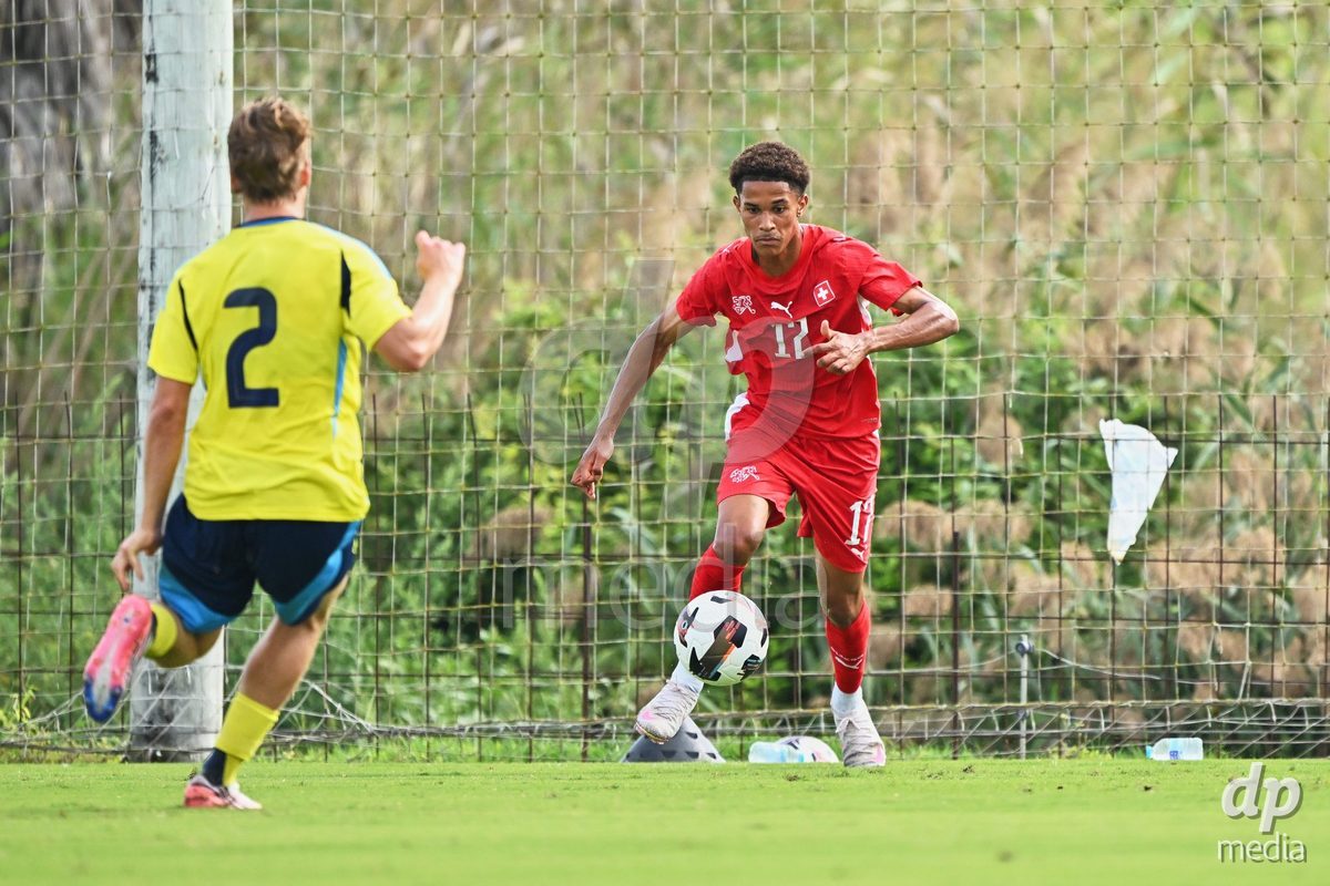 OLIVA NOVA, SPAIN - SEPTEMBER 28: Kyle Kurt of Switzerland during the International Friendly match between Switzerland U17 and Sweden U17 at Oliva Nova Sports Center on September 28, 2026 in Oliva Nova, Spain.