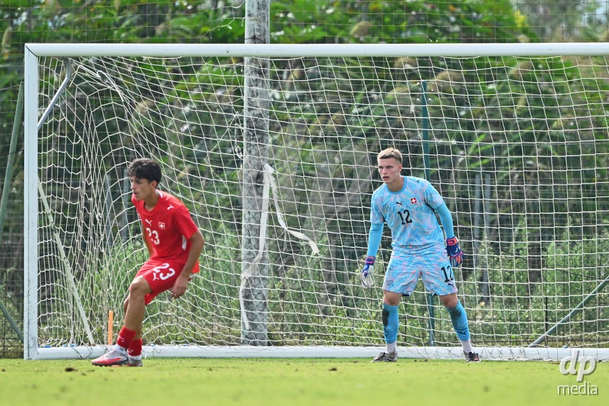 OLIVA NOVA, SPAIN - SEPTEMBER 28: Henrik Fehr Goalkeeper of Switzerland during the International Friendly match between Switzerland U17 and Sweden U17 at Oliva Nova Sports Center on September 28, 2026 in Oliva Nova, Spain.