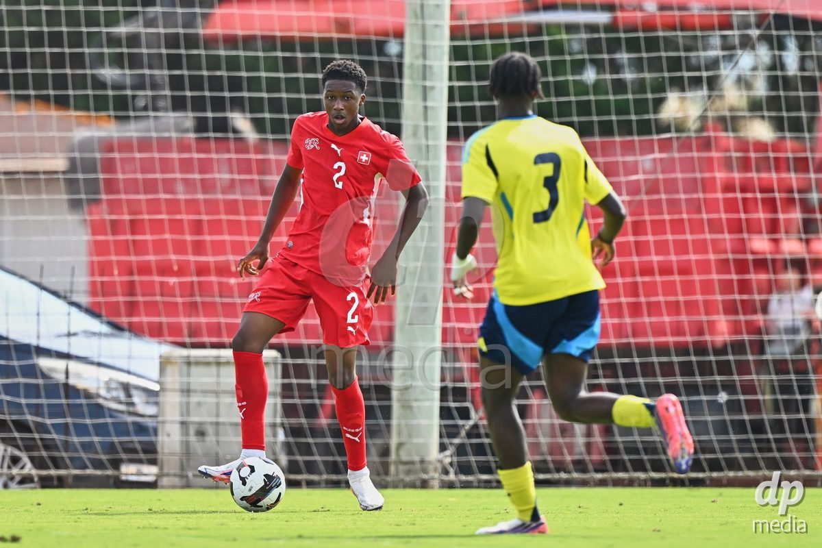 OLIVA NOVA, SPAIN - SEPTEMBER 28: Darren Okoh of Switzerland during the International Friendly match between Switzerland U17 and Sweden U17 at Oliva Nova Sports Center on September 28, 2026 in Oliva Nova, Spain.