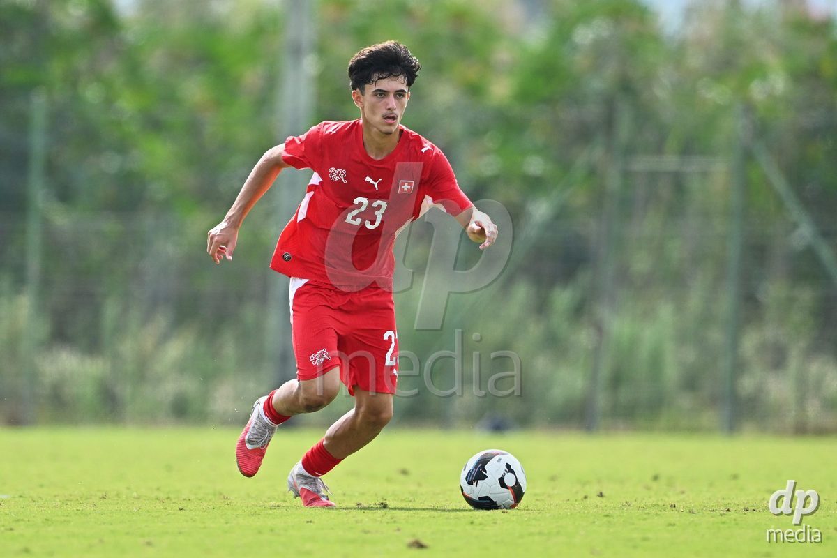 OLIVA NOVA, SPAIN - SEPTEMBER 28: Romeo Mijic of Switzerland during the International Friendly match between Switzerland U17 and Sweden U17 at Oliva Nova Sports Center on September 28, 2026 in Oliva Nova, Spain.