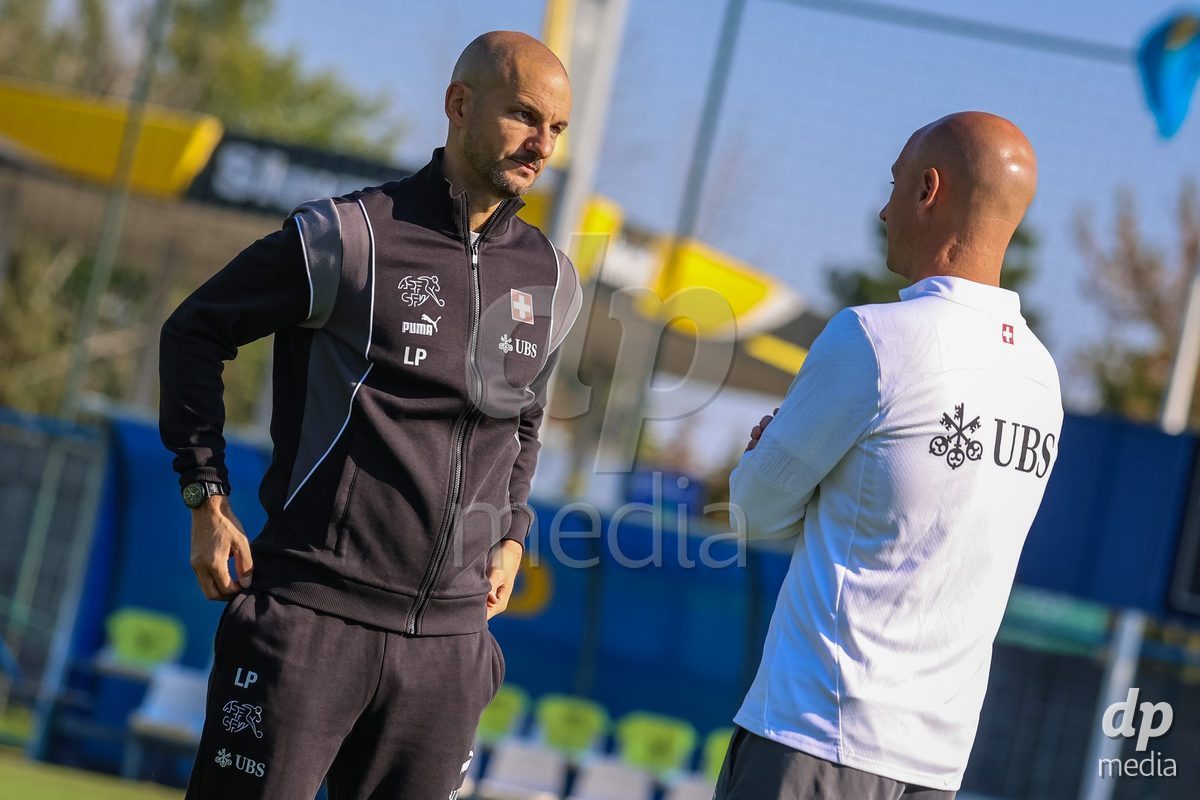 DUNAJSKA LUZNA, SLOVAKIA - SEPTEMBER 28:  Switzerland coach Luigi Pisino the International Friendly football match between Kazakhstan U19 and Switzerland U19 on September 28, 2026 in Dunajska Luzna, Slovakia.