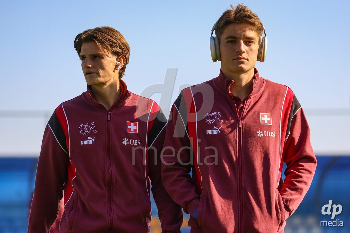 DUNAJSKA LUZNA, SLOVAKIA - SEPTEMBER 28: Switzerland team course inspection the International Friendly football match between Kazakhstan U19 and Switzerland U19 on September 28, 2026 in Dunajska Luzna, Slovakia.