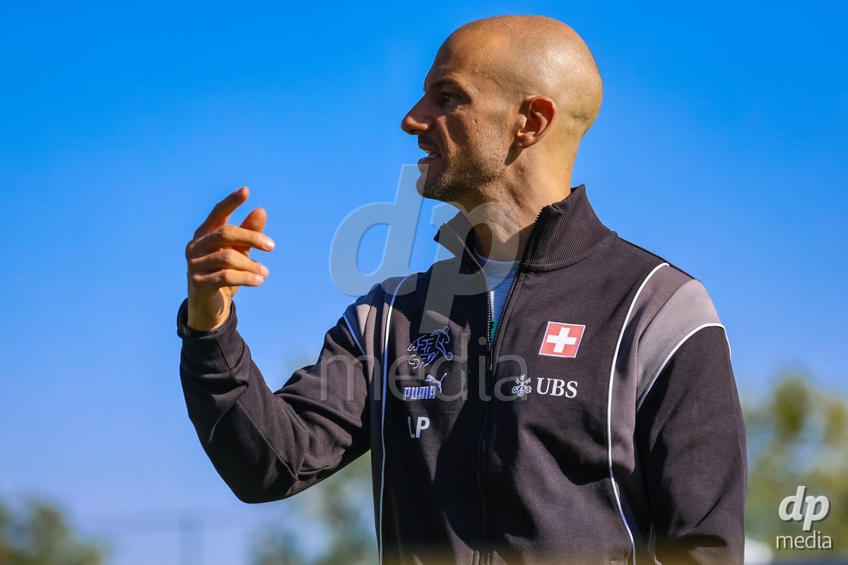 DUNAJSKA LUZNA, SLOVAKIA - SEPTEMBER 28:  Switzerland coach Luigi Pisino the International Friendly football match between Kazakhstan U19 and Switzerland U19 on September 28, 2026 in Dunajska Luzna, Slovakia.