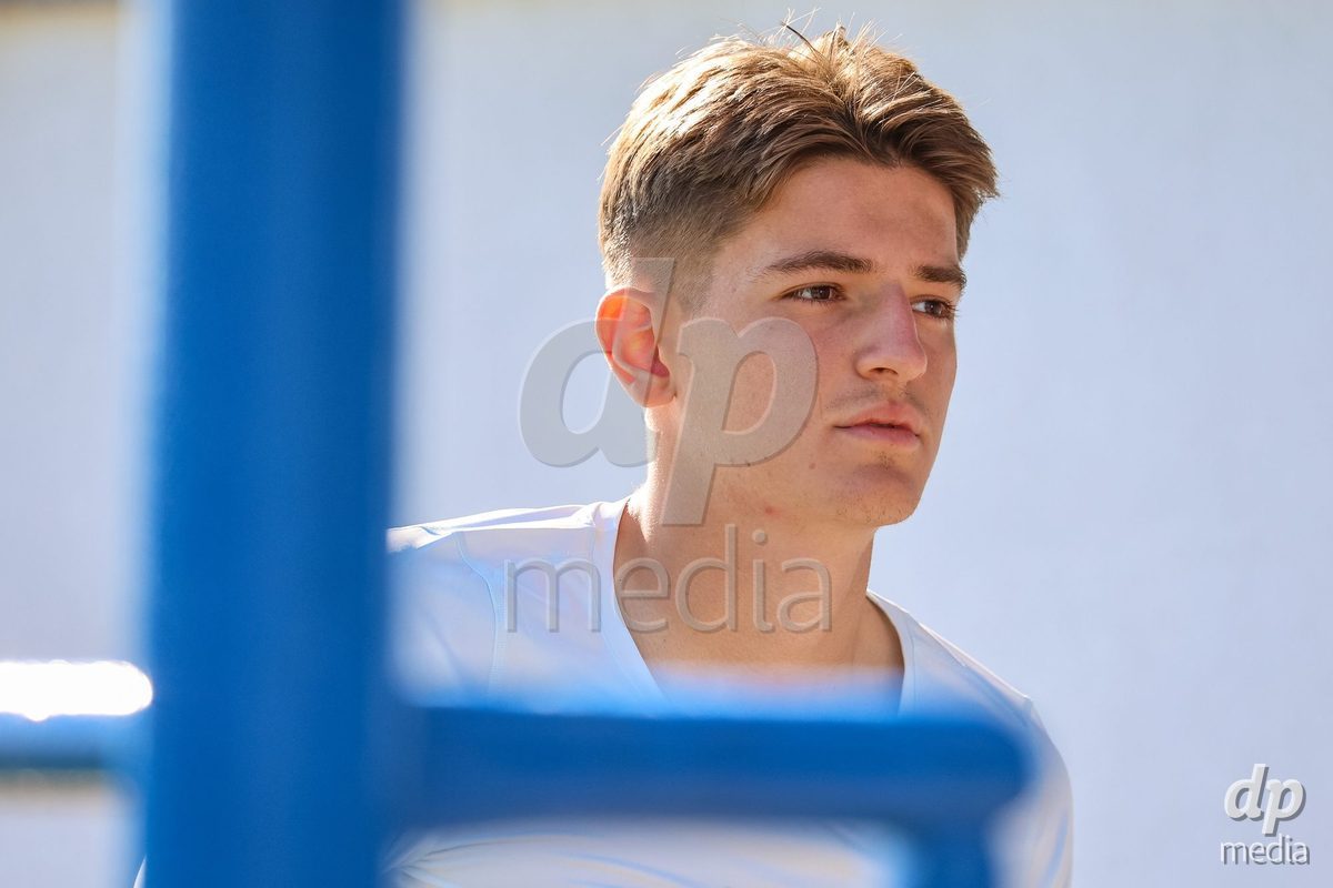 DUNAJSKA LUZNA, SLOVAKIA - SEPTEMBER 28: Switzerland team warm-up the International Friendly football match between Kazakhstan U19 and Switzerland U19 on September 28, 2026 in Dunajska Luzna, Slovakia.